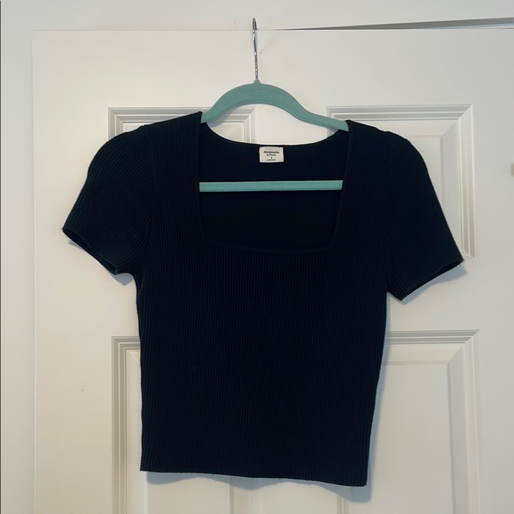 Abercrombie Black Ribbed Square Neck Top